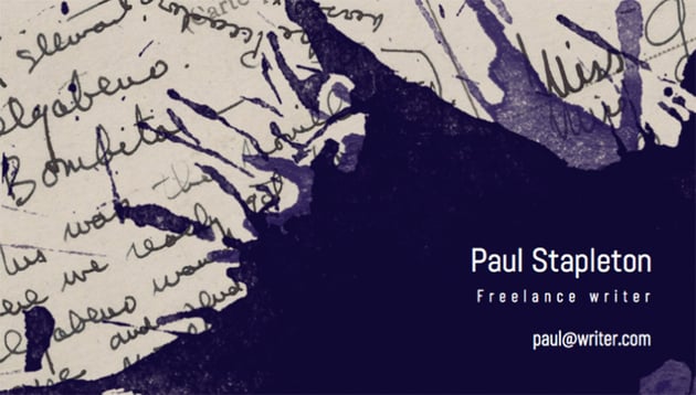 Business Card Maker for Writer with Ink Texture