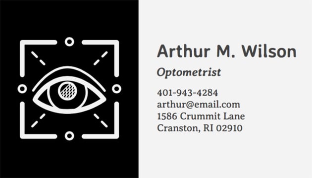 Business Card Template for Oculists with Eye Icon