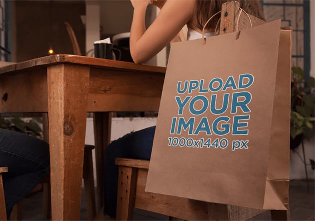 Paper Bag Template Hanging From a Girl Wooden Chair