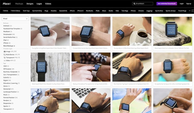 Navigate to Placeits Smartwatch Mockup Page