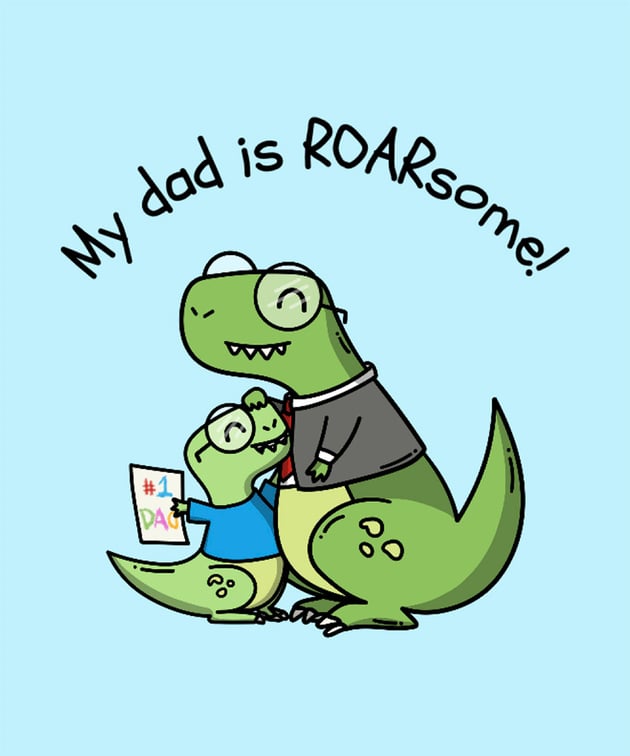 Fathers Day T-Shirt Design Template with Dinosaur Clipart
