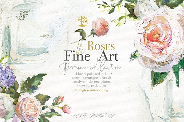 Oil painted Fine Art Roses Collection