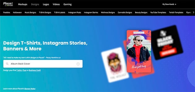 Placeit type Album Back Cover in the Search Bar