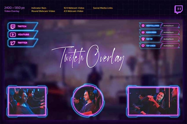 Neon Twitch Stream Overlays