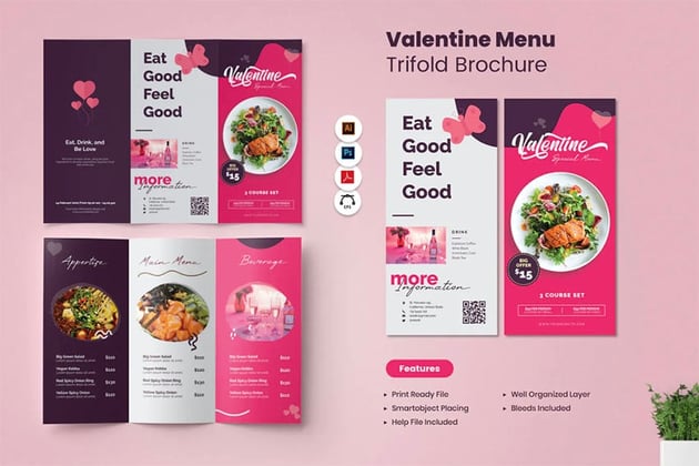 Valentine's Day Food Menu Template