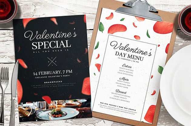 Valentine's Day Dinner Menu Template 