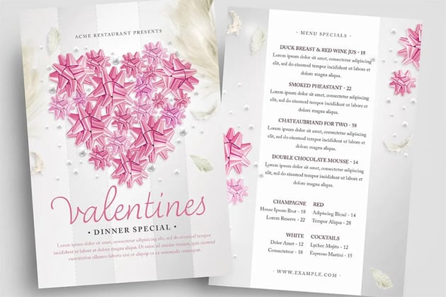 Valentine's Restaurant Menu Template