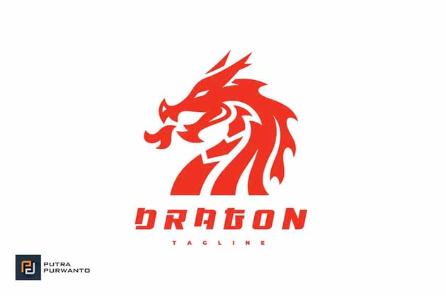 Fire Breath Dragon Logo Design