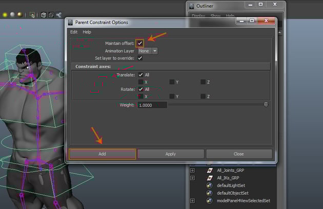 Parent Constraint Options