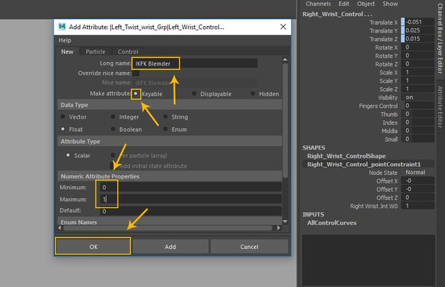 Add Attribute window