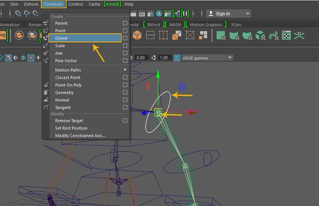 Constrain  Orient constrain