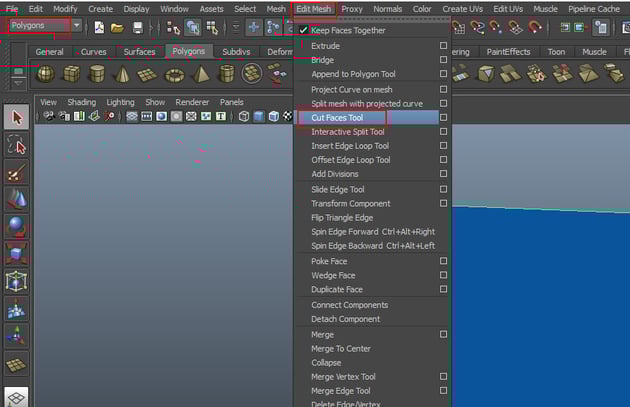 Edit Mesh  Cut Faces Tool