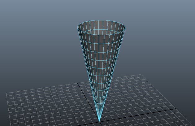 Select the top face of the cone and delete 