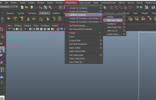 Fluid Effects  Add Edit Contents  Emit from Object