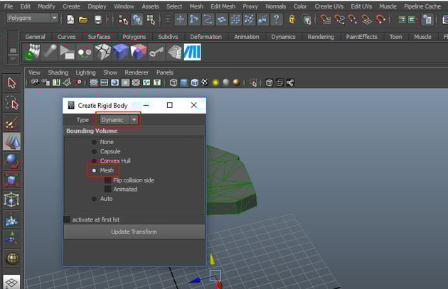 Create Rigid Body window