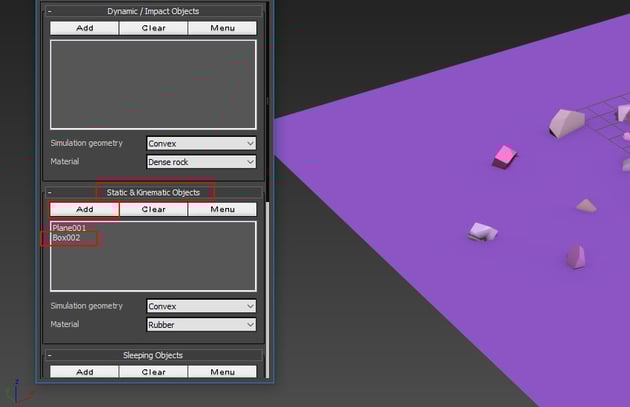 go to Static  Kinematic Objects window