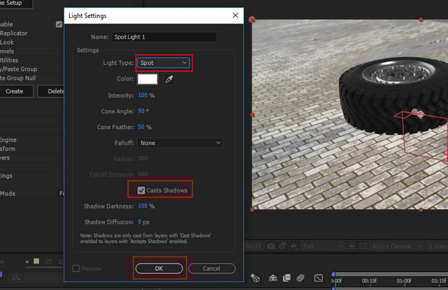 Create a Spot Light with Shadow option enabled