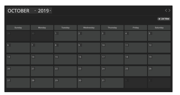 The finished event calendar