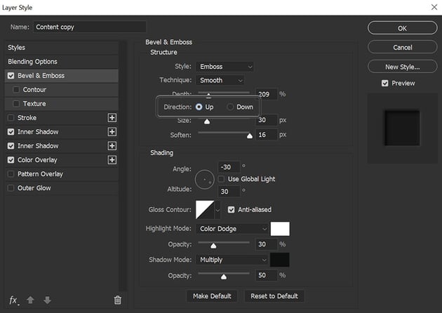 direction settings example