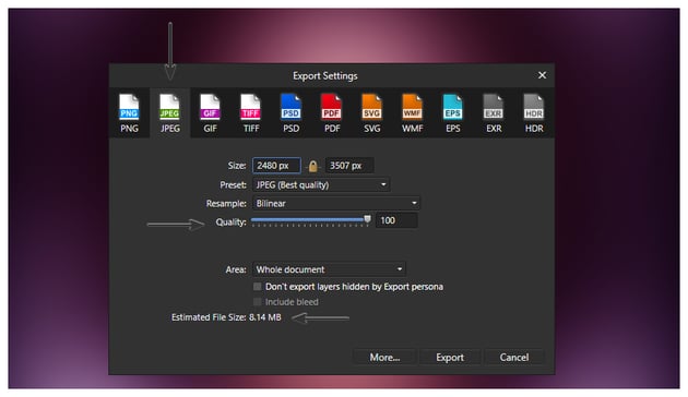 exspot image as JPEG 