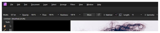 brush settings toolbar 