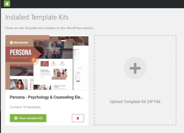 Installed Template Kit Page 