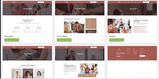 Template Kit Listing Screen