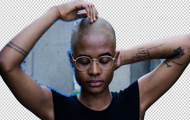 Outlining the extra background between the arms