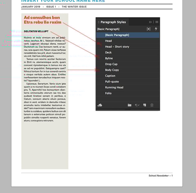 add copy and format using the paragraph styles