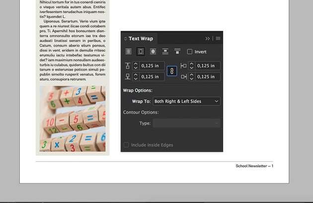add an image and use the text wrap panel