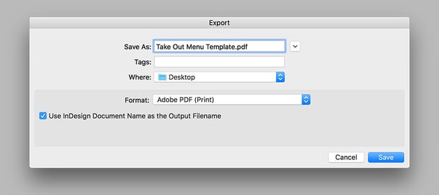 export the file for printing