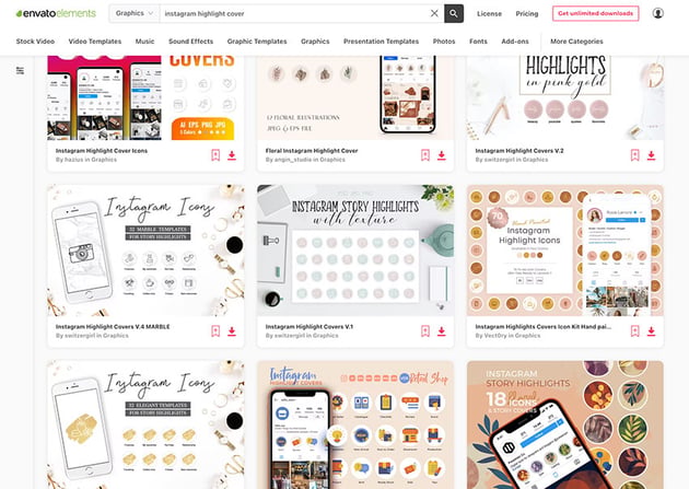 aesthetic covers instagram highlight icons from Envato Elements