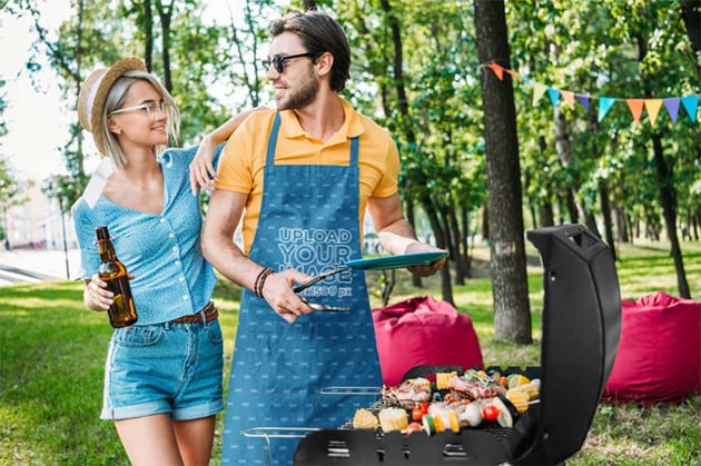 Apron Mockup of a Man Preparing Barbecue