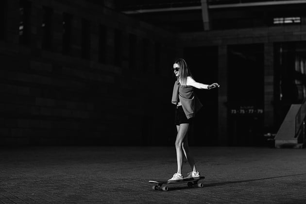 Contrasting black and white portrait of a woman