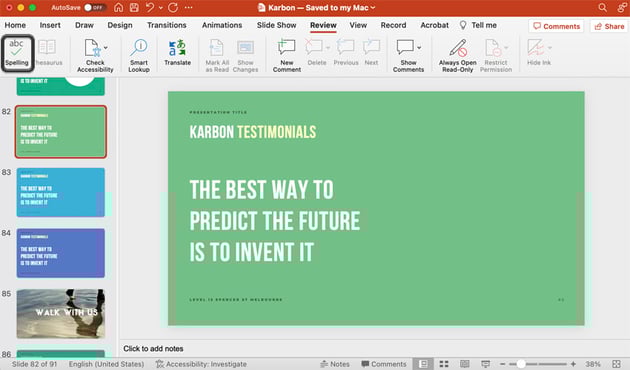 powerpoint spell check