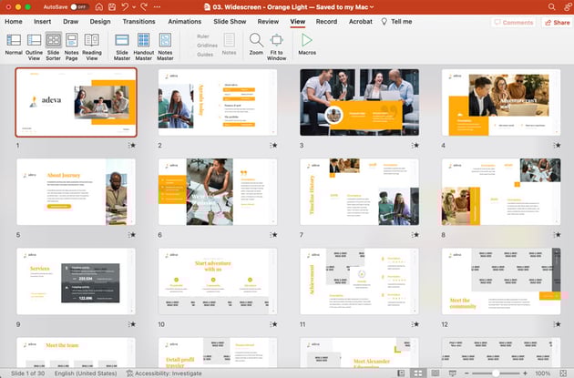 powerpoint slide sorter view
