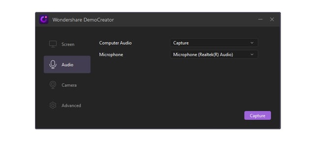 Audio Settings Wondershare DemoCreator