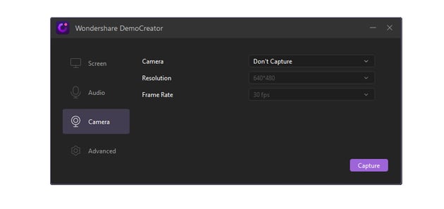 Camera Settings Wondershare DemoCreator