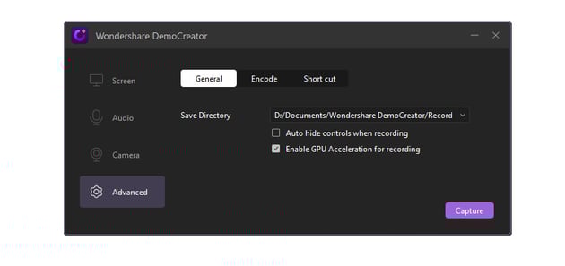 Advanced Settings Wondershare DemoCreator