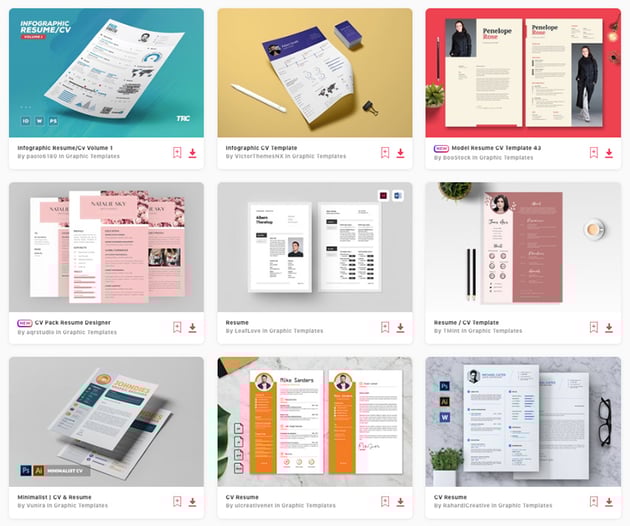 Best Pictorial Resume design templates on Envato Elements 2019