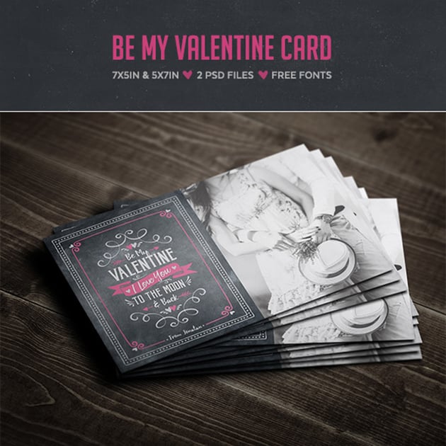 Be My Valentine Card - Chalkboard Card Design