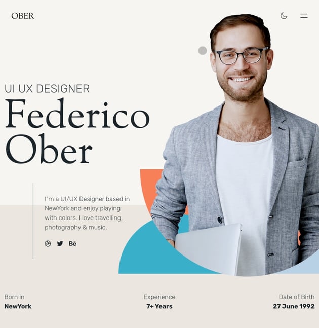 Ober personal resume website example