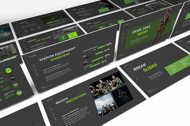 Dean Jaka Military PowerPoint Template, a minimalistic template from Envato Elements