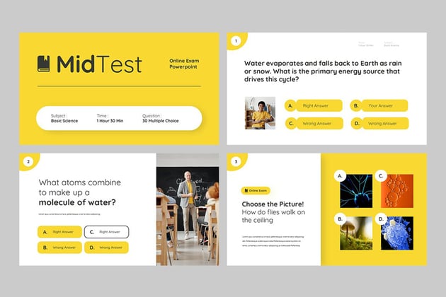 MIDTEST - Education Quiz Google Slides Template, a minimalistic template on Envato Elements