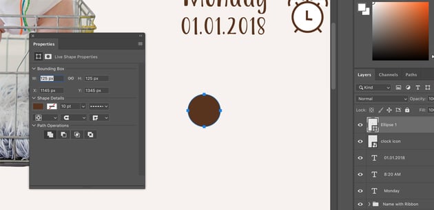 Parameters of the circle shape