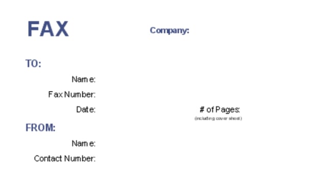 Blank Cover Sheet Fax Template with Company Name