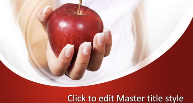 Hand and Apple - Red PowerPoint Background