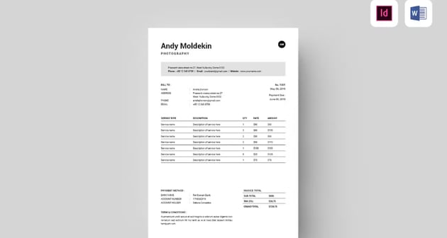 Clean Invoice Format in Word