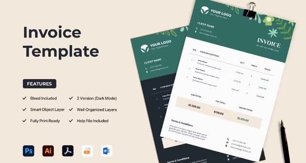 Clean Invoice Template for Microsoft Word 