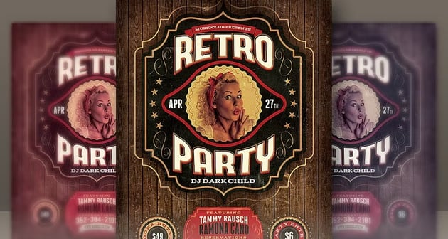 Retro Party Photoshop Flyer Template